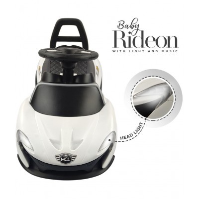 NHR MCL Rideon Musical Ride on Car with Front and Rear Colors, Steering Drive, Perfect for Kids (1 to 3 Years , White)