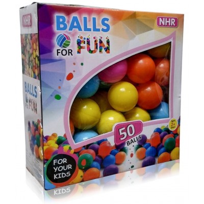 NHR Premium Big Size Colourful Plastic Balls for Fun with No Sharp Edges, for Pool, Baby Bath Tub, Play Tent with Box Packing, 8 cm Diameter (Set of 100 , Multicolour)