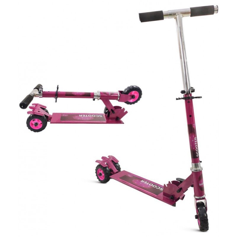 NHR Rectangle Skate Scooter for Kid with 3 Wheels and 3 Adjustable Height Heavy Duty Kick Scooter (Weight Capacity-45 kg, Pink)