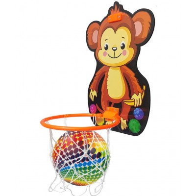 NHR Small Basket Ball kit Set with Ring for Kids, Playing Indoor Outdoor Basket Ball, High Quality Hanging Board with Net & Ball (Panda Face Printed)