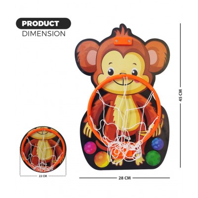 NHR Small Basket Ball kit Set with Ring for Kids, Playing Indoor Outdoor Basket Ball, High Quality Hanging Board with Net & Ball (Panda Face Printed)
