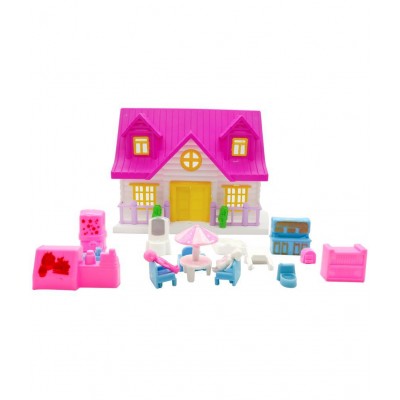 NHR Small Doll House Set for Girls Kids ,Foldable & Openable Door with Furniture , 100% Non-Toxic BPA Free Plastic , Doll House Play Set (18 Pc Set) Multicolor