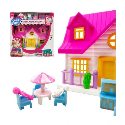 NHR Small Doll House Set for Girls Kids ,Foldable & Openable Door with Furniture , 100% Non-Toxic BPA Free Plastic , Doll House Play Set (18 Pc Set) Multicolor