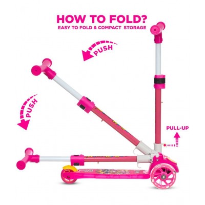 NHR Smart Kick Scooter, 3 Adjustable Height, Foldable,Front Wheel Light & PVC Wheels for Kids (3 to 8 Years)
