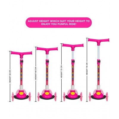 NHR Smart Kick Scooter, 3 Adjustable Height, Foldable,Front Wheel Light & PVC Wheels for Kids (3 to 8 Years)