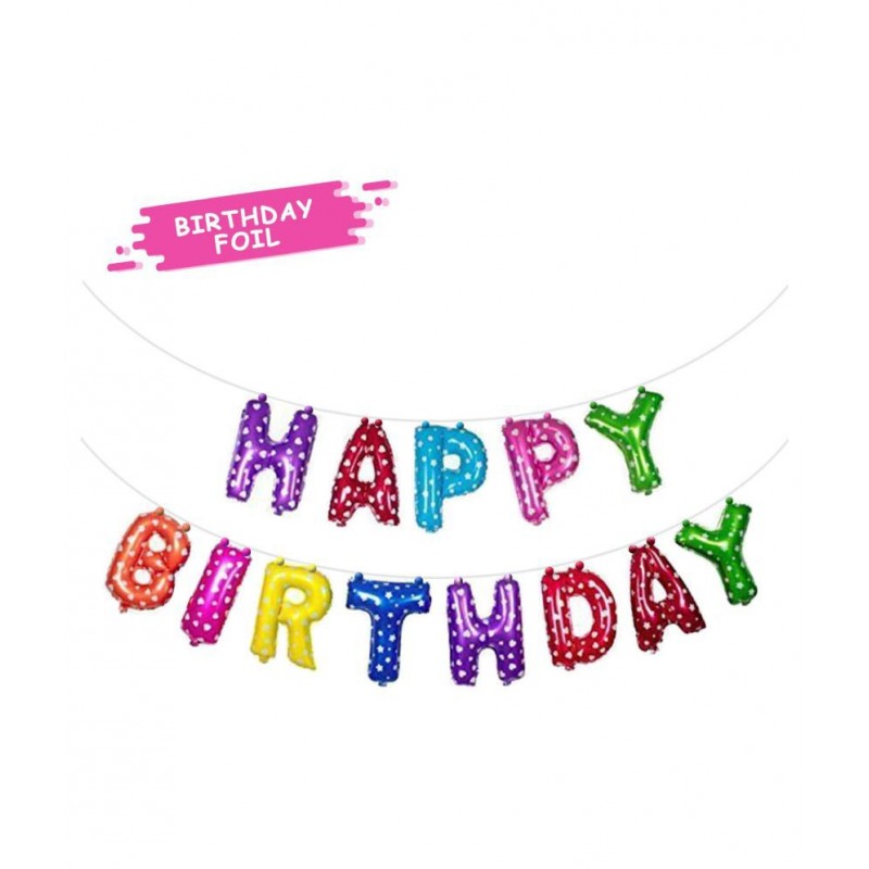NHR"Happy Birthday" Multi-Coloured Foil Letters Toy Balloons (Pack of 13 Letters