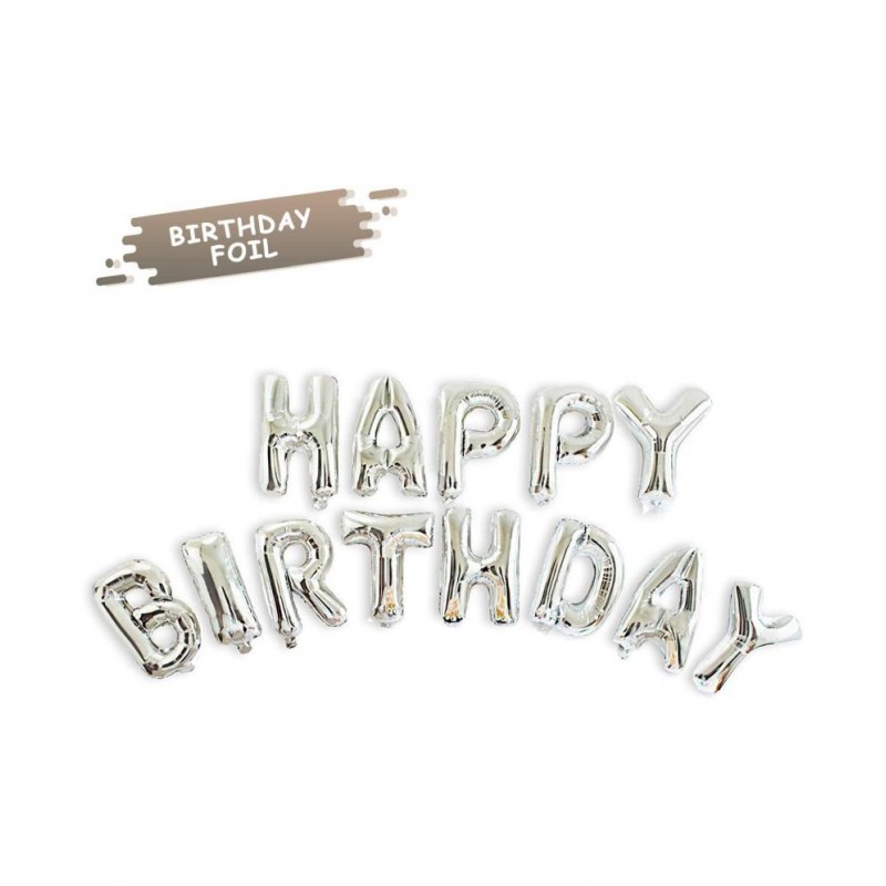 NHR"Happy Birthday" Silver Foil Letters Toy Balloons (Pack of 13 Letters)