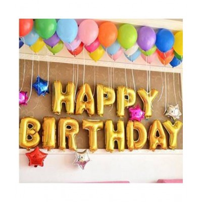 NIHIT Happy Birthday Foil Balloons (Golden - 13 Letters)