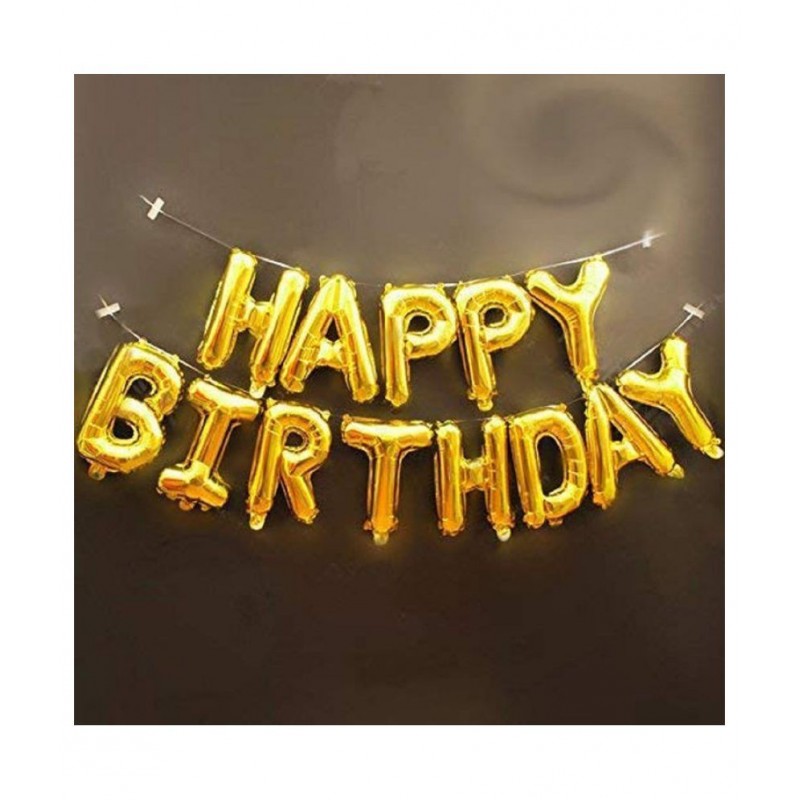 NIHIT Happy Birthday Foil Balloons (Golden - 13 Letters)