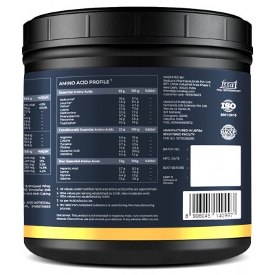 NUTRABAY Gold Tri Blend Whey Protein Powder (Hydrolyzed, Isolate & Concentrate) - 25g Protein, 5.6g BCAA, 4.2g Glutamic Acid- 1Kg, Strawberry Milkshake (30 Servings)