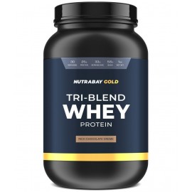 NUTRABAY Gold Tri Blend Whey Protein Powder (Hydrolyzed, Isolate & Concentrate) - 25g Protein, 5.6g BCAA, 4.2g Glutamic Acid- 1Kg, Rich Chocolate CrÃ¨me (30 Servings)