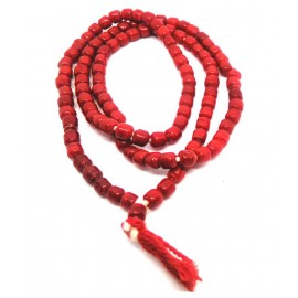 Naeva Natural Coral Rosary Red (cube size) Moonga/Munga Mala 108+1 Beads