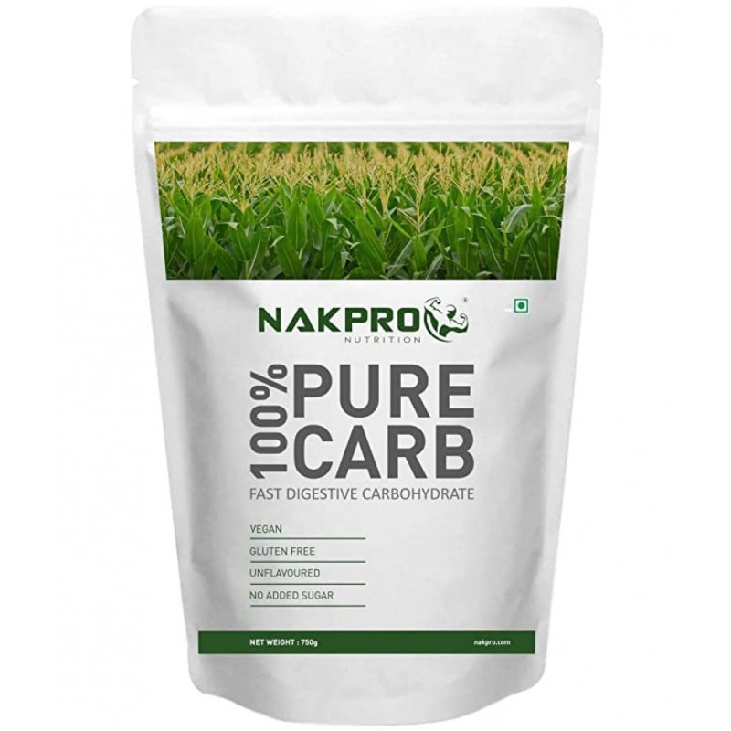Nakpro 100% PURE CARB | High Calorie Carbohydrate | Fast Digesting Supplement Powder | Weight Gainers/Mass Gainers (750 g, Unflavored)