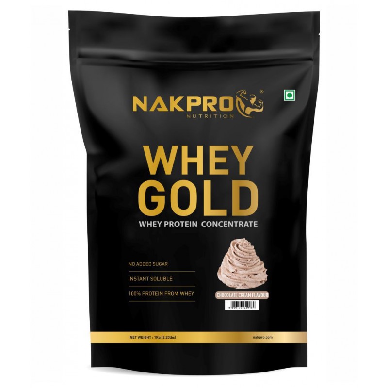 Nakpro GOLD 100% Whey Protein Concentrate Powder Whey Protein (1 kg, Cream chocolate)