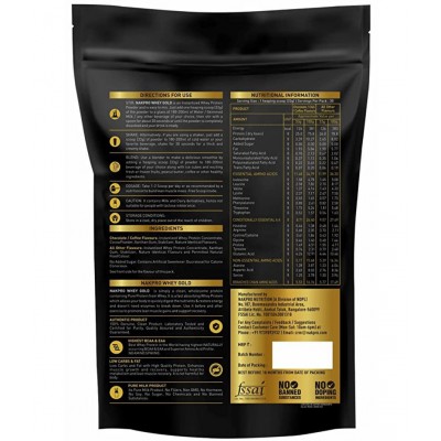 Nakpro GOLD 100% Whey Protein Concentrate Supplement Powder Whey Protein Powder (500 g, Unflavor)