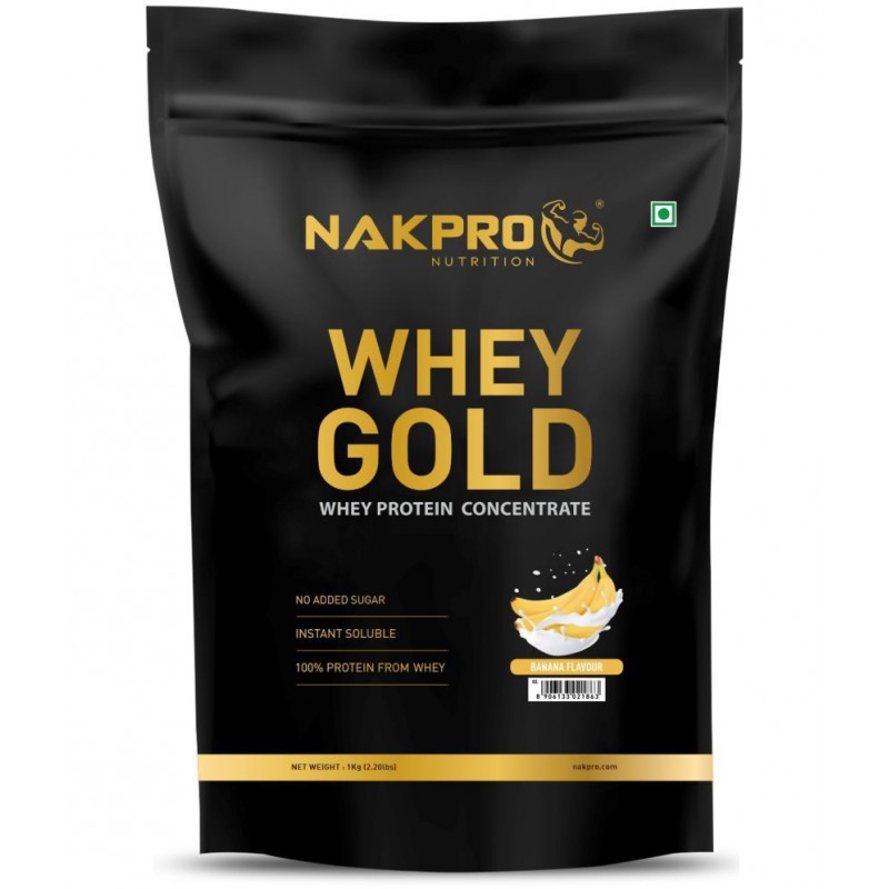 Nakpro GOLD 100% Whey Protein Concentrate Whey Protein Powder (1 kg, Banana)
