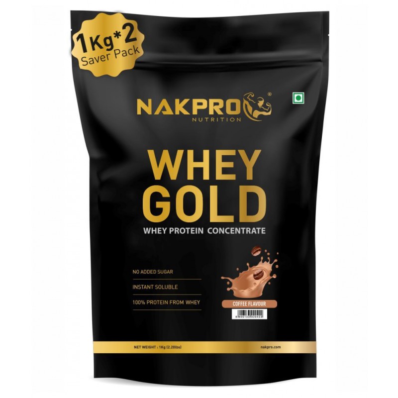 Nakpro GOLD 100% Whey Protein Concentrate Whey Protein Powder (2 kg, Coffee)