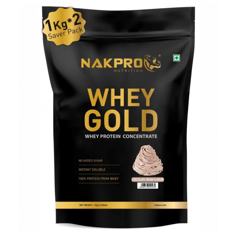 Nakpro GOLD 100% Whey Protein Concentrate Whey Protein Powder (2 kg, Cream chocolate)
