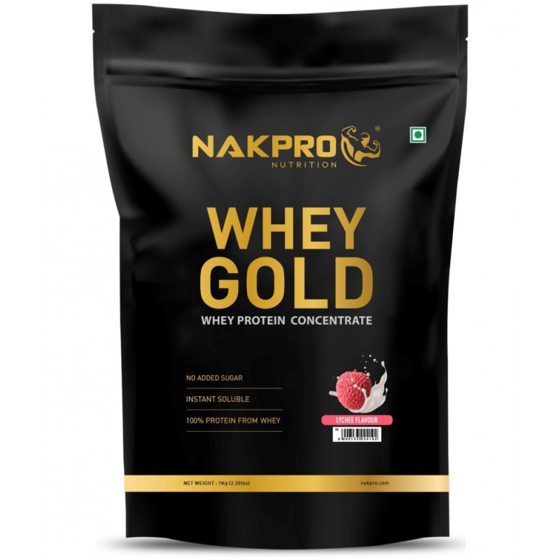 Nakpro GOLD 100% Whey Protein Concentrate Whey Protein Powder (2 kg, Lychee)