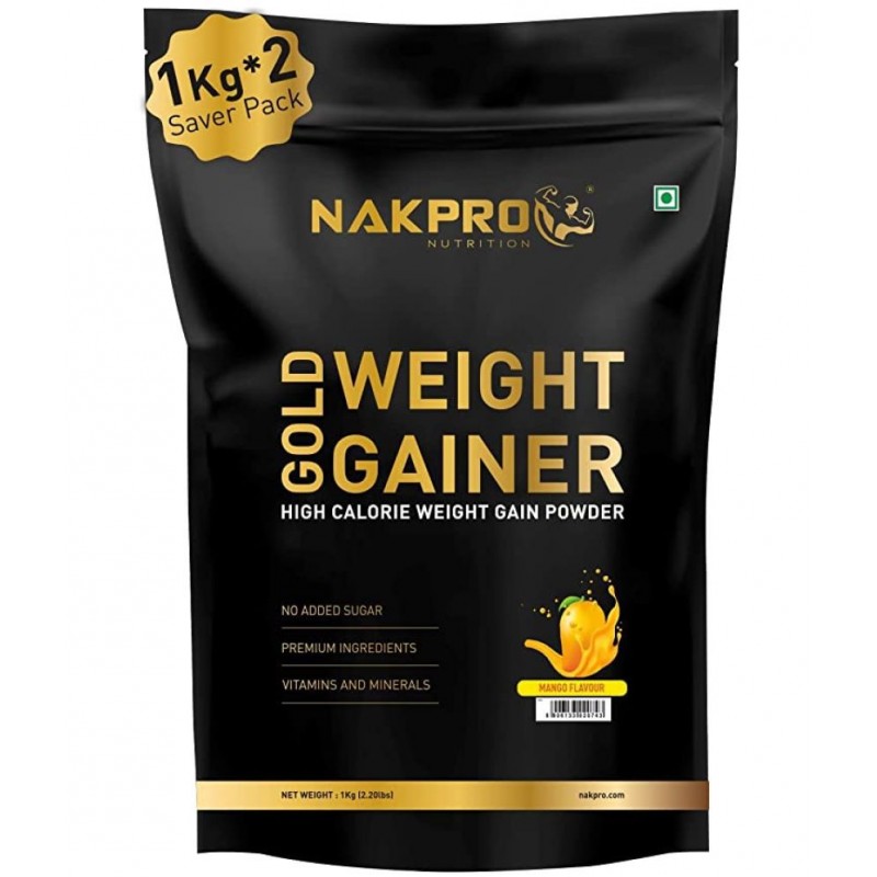 Nakpro High Protein & High Calorie Weight Gainer Protein Powder Weight Gainers/Mass Gainers (2 kg, Mango)