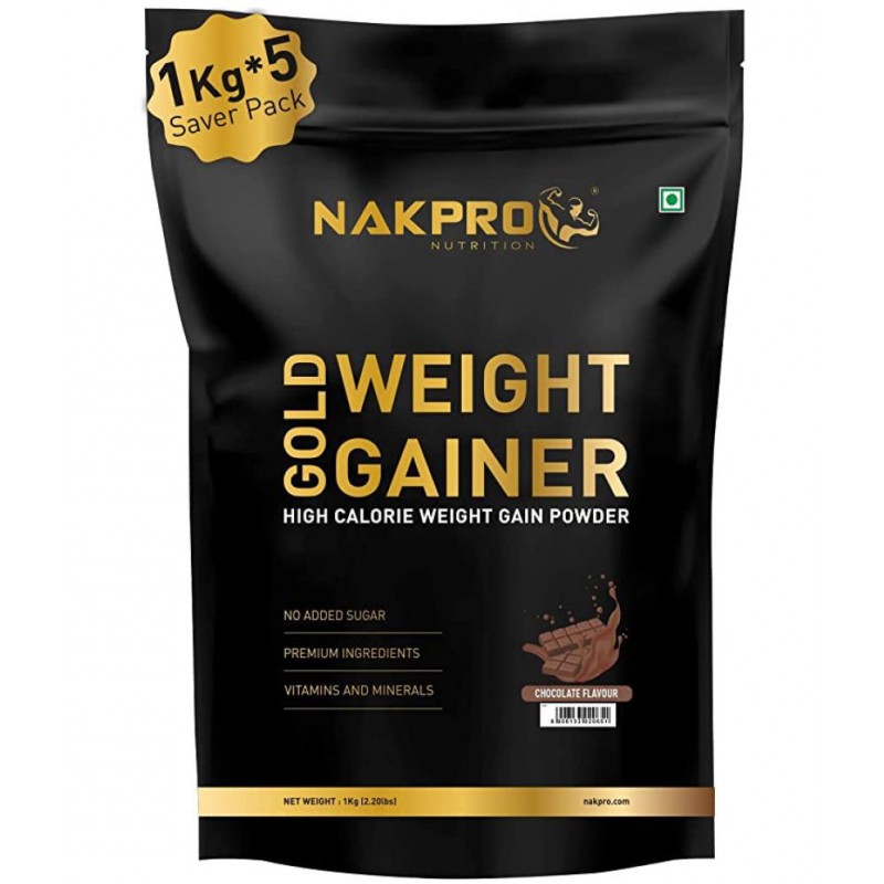 Nakpro High Protein & High Calorie Weight Gainer Protein Powder Weight Gainers/Mass Gainers (5 kg, Chocolate)