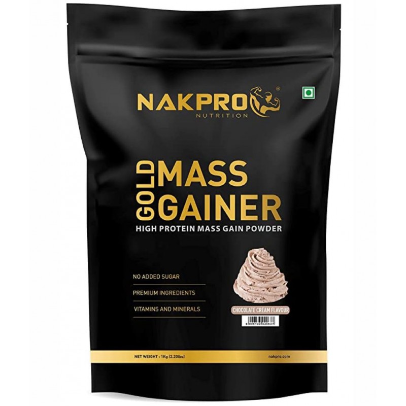 Nakpro Mass Gainer Protein Powder with Creatine, Vitamin & Minerals Weight Gainers/Mass Gainers (1 kg, Cookies & Cream)