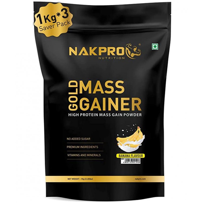 Nakpro Mass Gainer Protein Powder with Creatine, Vitamin & Minerals Weight Gainers/Mass Gainers (3 kg, Banana)