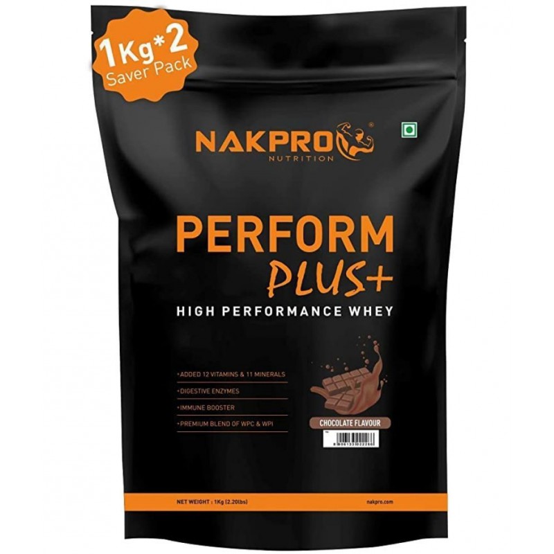 Nakpro PERFORM PLUS Whey Protein Concentrate (60 Servings) Whey Protein Powder (2 kg, Chocolate)