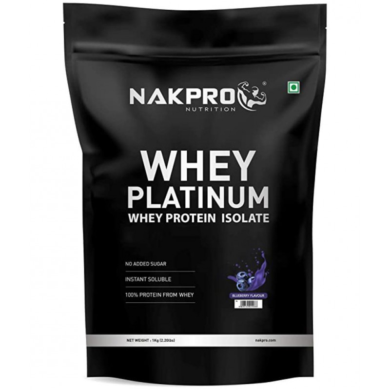Nakpro PLATINUM 100% Whey Protein Isolate(60 Servings) Whey Protein Powder (2 kg, Blueberry)