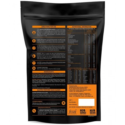 Nakpro Perform MassGainer High Protein&High Calorie Protein Powder Supplement Weight Gainers/Mass Gainers (1 kg, Mango)