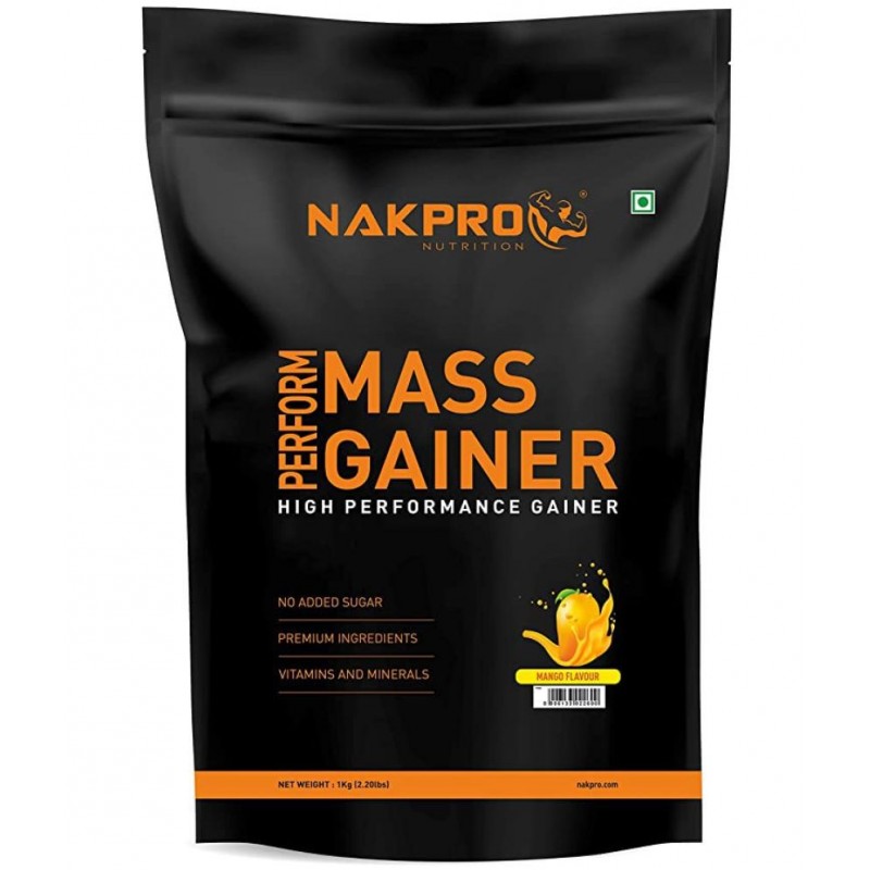 Nakpro Perform MassGainer High Protein&High Calorie Protein Powder Supplement Weight Gainers/Mass Gainers (1 kg, Mango)