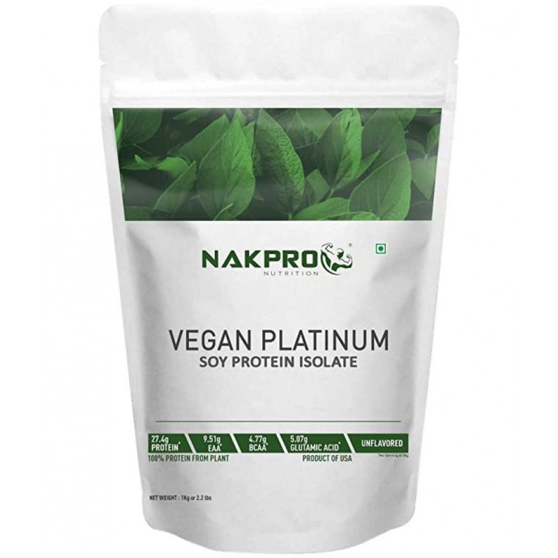 Nakpro Vegan Soy Protein Isolate 90% Raw, Pure, Natural & Vegetarian Plant Protein Powder (1 kg, Unflavor) Nakpro Vegan Soy Protein Isolate 90% Raw, Pure, Natural & Vegetarian Plant Protein Powder (1 kg, Unflavor)
