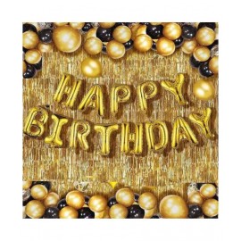 Narayans Decor Solid HAPPY BIRTHDAY GOLDEN SET OF 63 50 BLACK AND GOLDEN BALLOONS  HAPPY BIRTHDAY GOLDEN FOIL BALLOON Letter Balloon  (Gold, Black, Pack of 63)