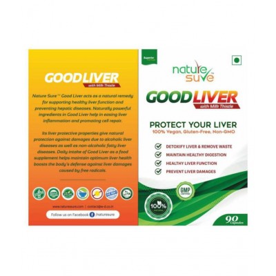 Nature Sure Good Liver Capsules with Milk Thistle for Natural Protection against Fatty Liver - 1 Pack (90 Capsules)