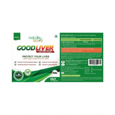 Nature Sure Good Liver Capsules with Milk Thistle for Natural Protection against Fatty Liver - 1 Pack (90 Capsules)