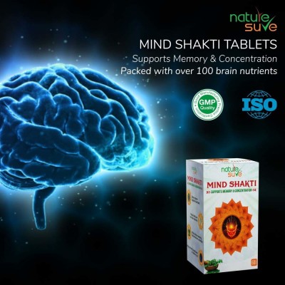 Nature Sure Mind Shakti Tablets for Memory & Concentration in Men & Women - 1 Pack (60 Tablets)