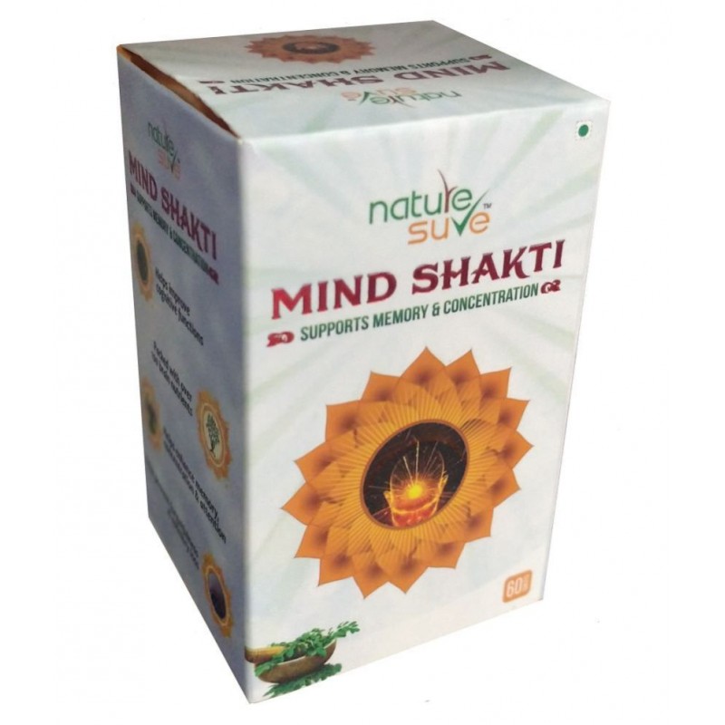 Nature Sure Mind Shakti Tablets for Memory & Concentration in Men & Women - 1 Pack (60 Tablets)