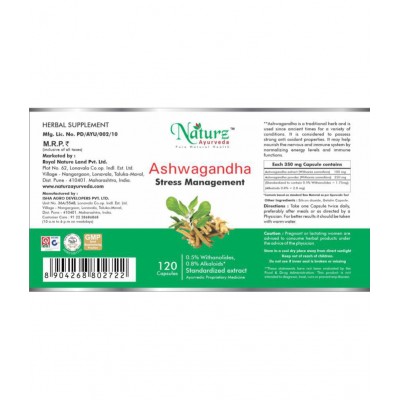 Naturz Ayurveda Ashwagandha Capsule 120 no.s Pack Of 1