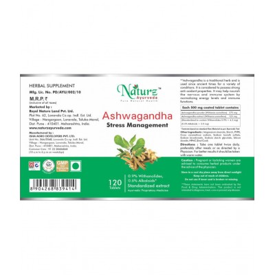 Naturz Ayurveda Ashwagandha Tablet 120 no.s Pack Of 1