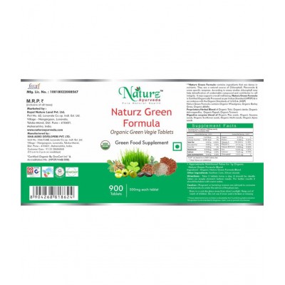 Naturz Ayurveda Green Formula Tablet 900 no.s Pack Of 1 Naturz Ayurveda Green Formula Tablet 900 no.s Pack Of 1