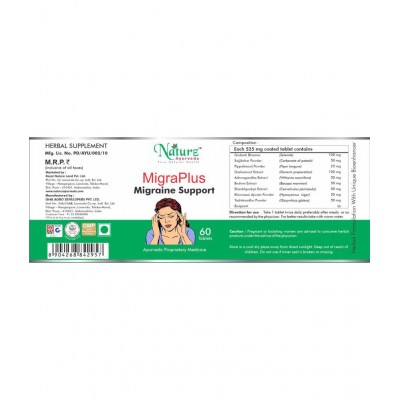 Naturz Ayurveda MIGRA PLUS Tablet 60 no.s Pack Of 1