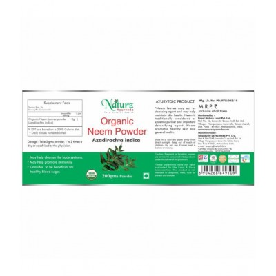 Naturz Ayurveda Organic Neem Powder 200 gm Pack Of 1