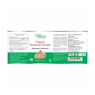 Naturz Ayurveda Organic Shatavari Powder 200 gm Pack Of 1
