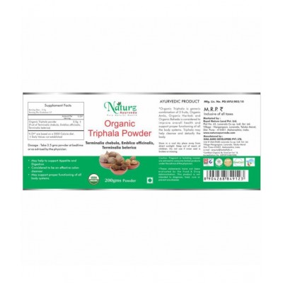 Naturz Ayurveda Organic Triphala Powder 200 gm Pack Of 1