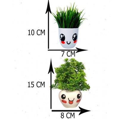 Neki Wild Plant Green Artificial Plants Bunch Plastic - Pack of 3