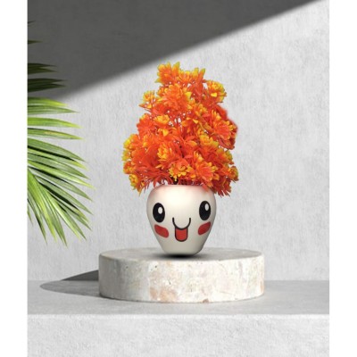 Neki Wild Plant Orange Artificial Plants Bunch Plastic - Pack of 3