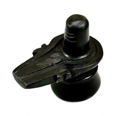 Neo Classic Black Marble Stone Shivling for Pooja (Marble, Black) 1.5" Inch
