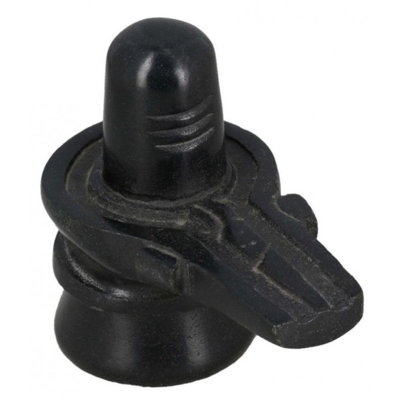 Neo Classic Black Marble Stone Shivling for Pooja (Marble, Black) 1.5" Inch