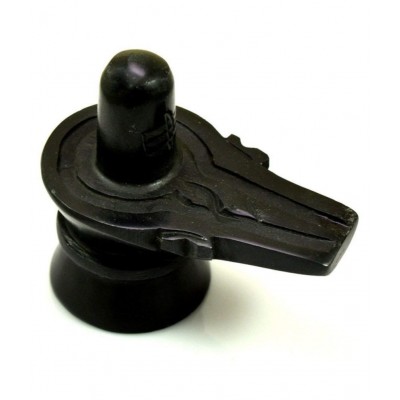 Neo Classic Black Marble Stone Shivling for Pooja (Marble, Black) 1.5" Inch