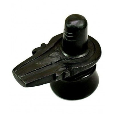 Neo Classic Black Marble Stone Shivling for Pooja (Marble, Black) 2" Inch